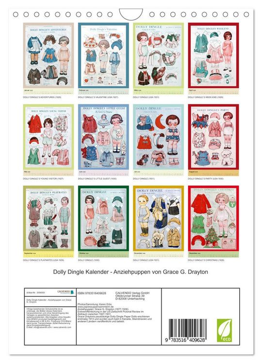 Produktbild: Dolly Dingle Kalender - Anziehpuppen von Grace G. Drayton (Wandkalender 2026 DIN A4 hoch), CALVENDO Monatskalender