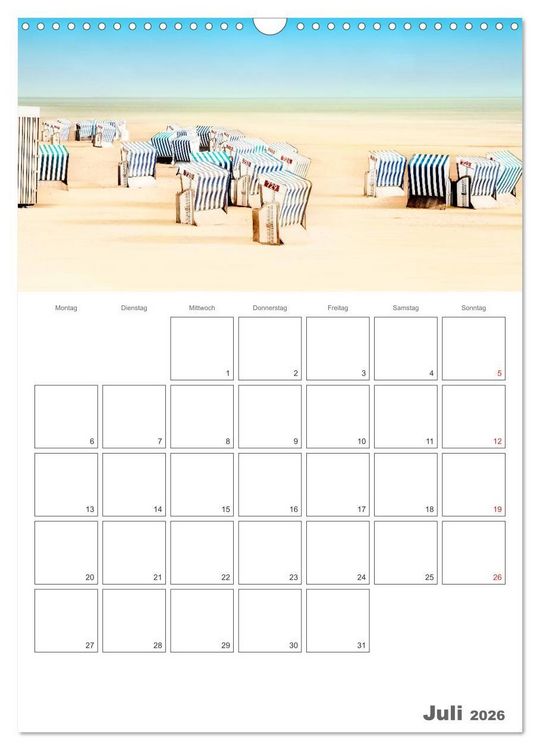 Produktbild: Strandbilder - K&uuml;nstlerische Impressionen von der Nordsee (Wandkalender 2026 DIN A3 hoch), CALVENDO Monatskalender