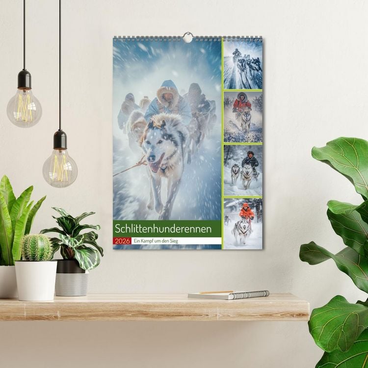 Produktbild: Schlittenhunderennen (Wandkalender 2026 DIN A3 hoch), CALVENDO Monatskalender