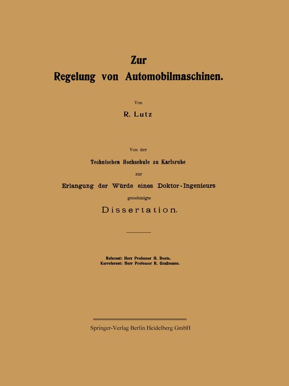 Produktbild: Zur Regelung von Automobilmaschinen