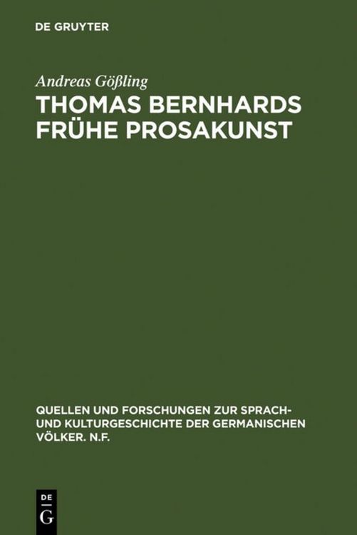 Produktbild: Thomas Bernhards fr&uuml;he Prosakunst