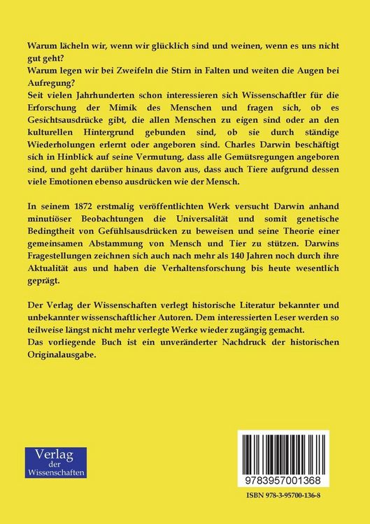 Produktbild: Der Ausdruck der Gem&uuml;tsbewegungen bei dem Menschen und den Tieren