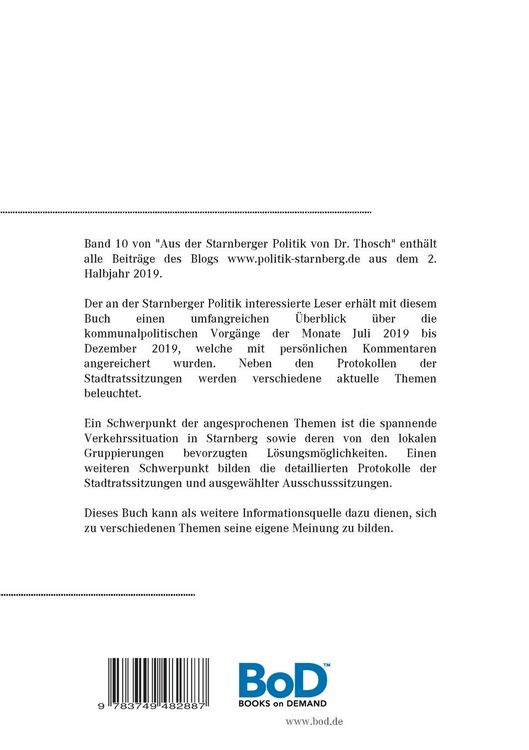 Produktbild: Aus der Starnberger Politik von Dr. Thosch