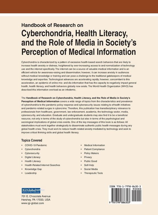 Produktbild: Handbook of Research on Cyberchondria, Health Literacy, and the Role of Media in Society's Perception of Medical Information