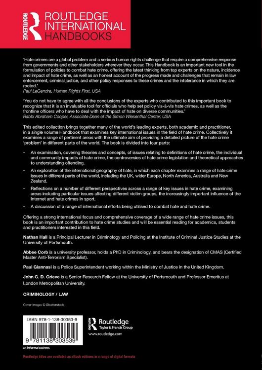 Produktbild: The Routledge International Handbook on Hate Crime