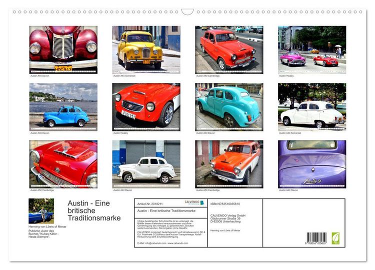 Produktbild: Austin - Eine britische Traditionsmarke (Wandkalender 2026 DIN A2 quer), CALVENDO Monatskalender