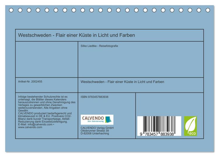 Produktbild: Westschweden - Flair einer K&uuml;ste in Licht und Farben (Tischkalender 2026 DIN A5 quer), CALVENDO Monatskalender