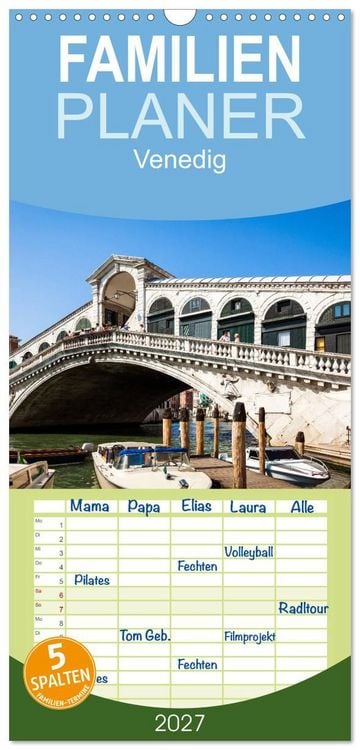 Produktbild: Familienplaner 2027 - Venedig mit 5 Spalten (Wandkalender, 21 x 45 cm) CALVENDO