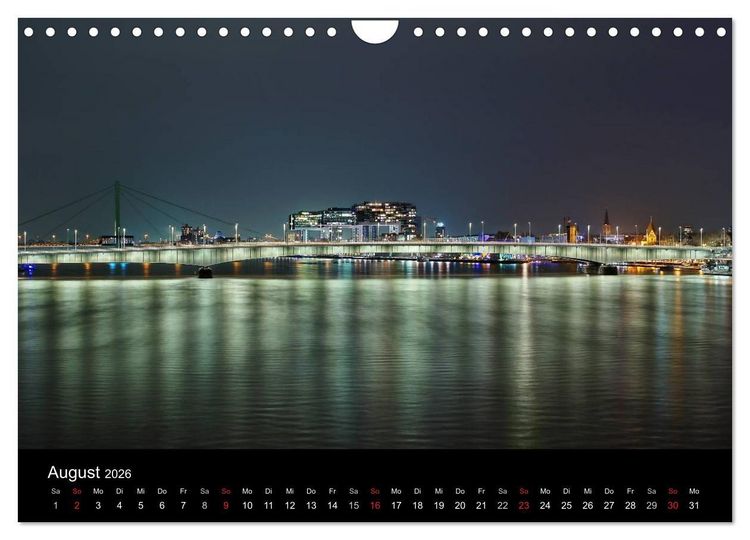 Produktbild: K&ouml;ln bei Nacht - dunkelbunte Stadt (Wandkalender 2026 DIN A4 quer), CALVENDO Monatskalender