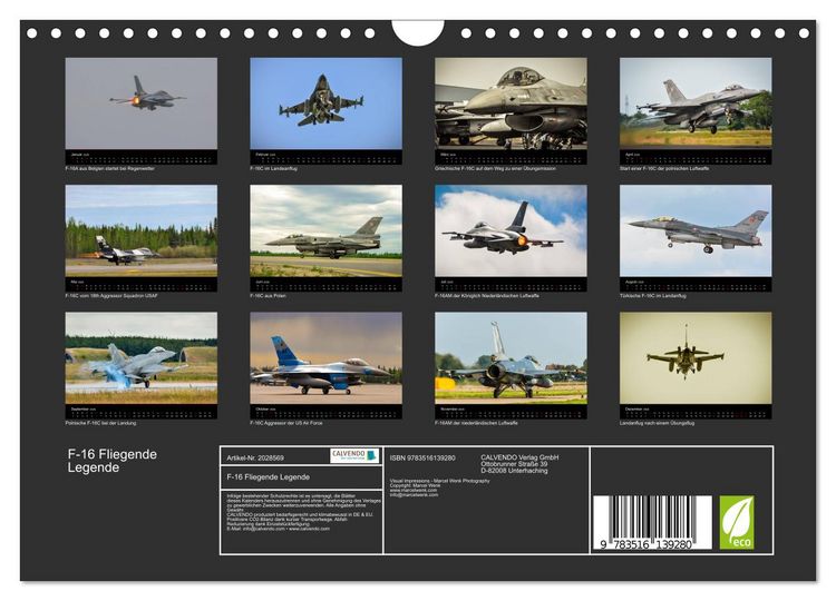 Produktbild: F-16 Fliegende Legende (Wandkalender 2026 DIN A4 quer), CALVENDO Monatskalender