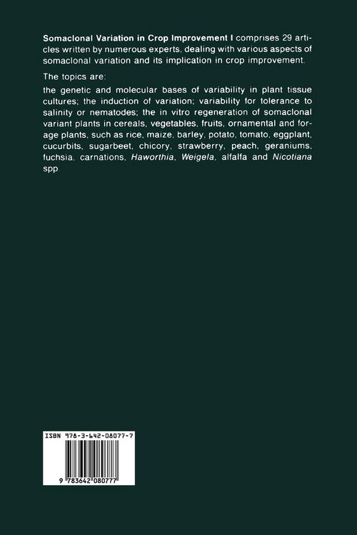 Produktbild: Somaclonal Variation in Crop Improvement I