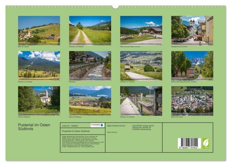 Produktbild: Pustertal im Osten S&uuml;dtirols (hochwertiger Premium Wandkalender 2026 DIN A2 quer), Kunstdruck in Hochglanz