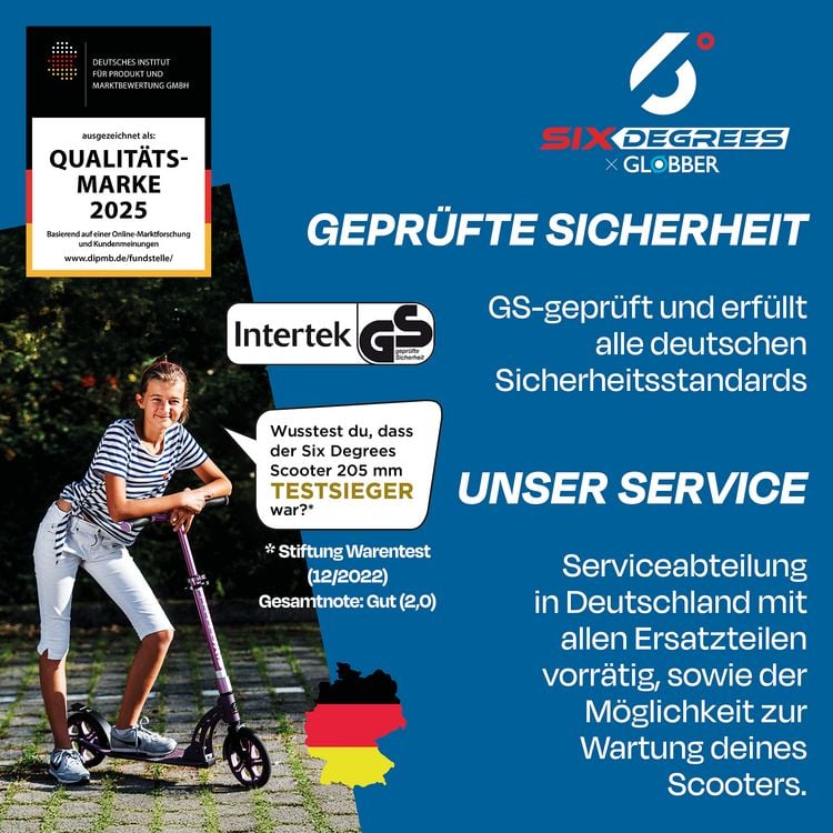 Produktbild: SIX DEGREES Aluminium Scooter 205 mm blau