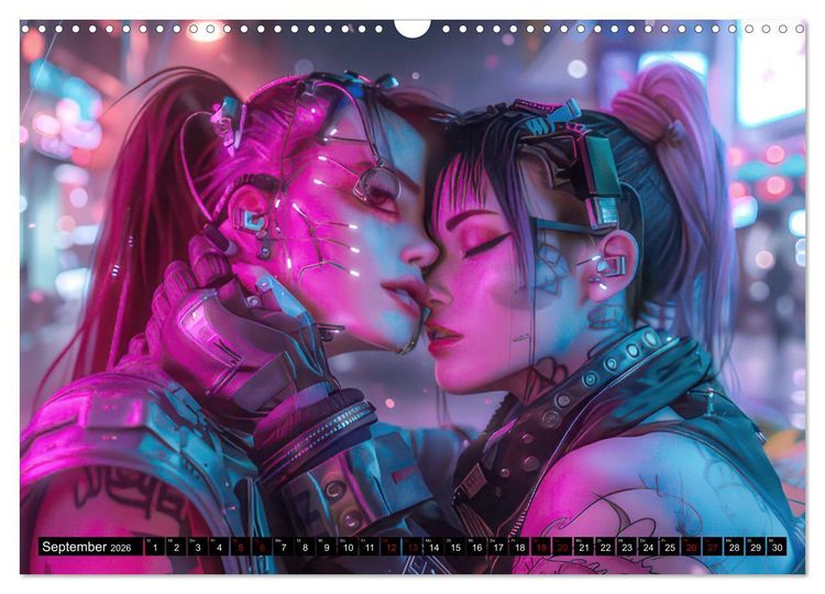 Produktbild: Cyberpunk - Hochtechnisierte Neonwelt (Wandkalender 2026 DIN A3 quer), CALVENDO Monatskalender