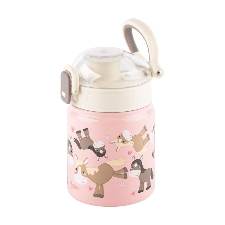 Produktbild: sigikid 25318 - Trinkflasche Pony 400 ml, Edelstahl/Kunststoff, rosa-wei&szlig;