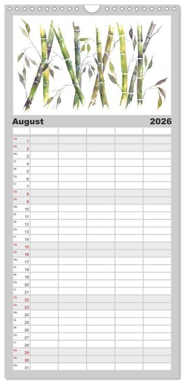 Produktbild: Familienplaner 2026 - Asiatische Tuschmalerei mit 5 Spalten (Wandkalender, 21 x 45 cm) CALVENDO