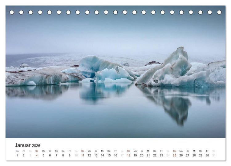 Produktbild: ISLAND 63&deg; - 66&deg; N / 13&deg; - 25&deg; W (Tischkalender 2026 DIN A5 quer), CALVENDO Monatskalender