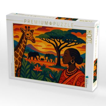 Produktbild: CALVENDO Puzzle Wo Giraffen wandern und Tr&auml;ume bl&uuml;hen | 1000 Teile Lege-Gr&ouml;&szlig;e 64x48cm Foto-Puzzle f&uuml;r gl&uuml;ckliche Stunden