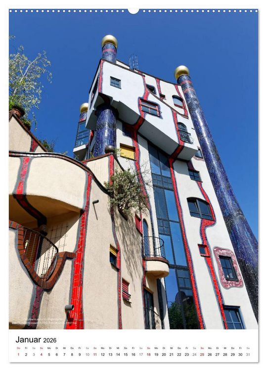 Produktbild: Wohnen unterm Regenturm - Ein Hundertwasser Architekturprojekt, 1991-94 (Wandkalender 2026 DIN A2 hoch), CALVENDO Monatskalender