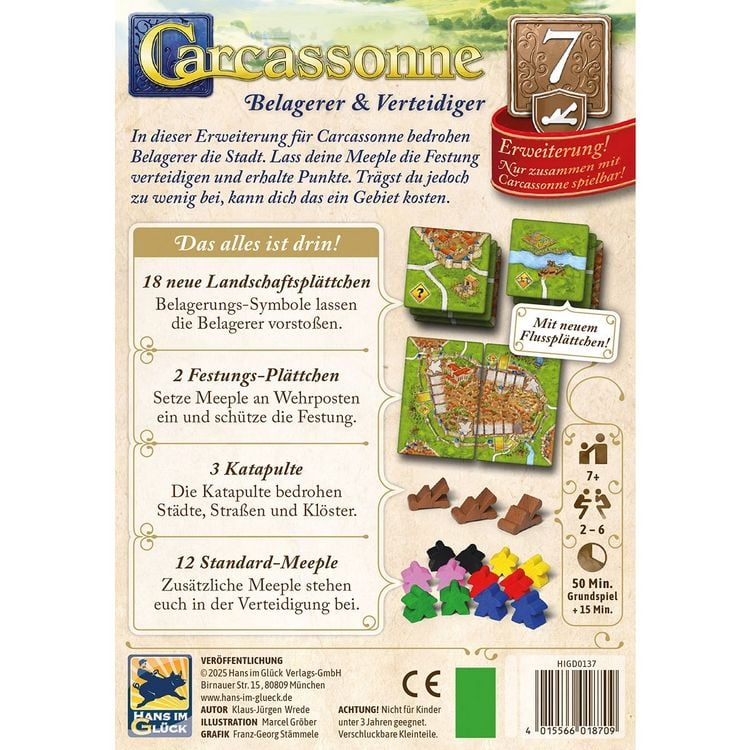 Produktbild: Hans im Gl&uuml;ck HIGD0137 - Carcassonne, Belagerer & Verteidiger (Auflage 2025), 7. Erweiterung
