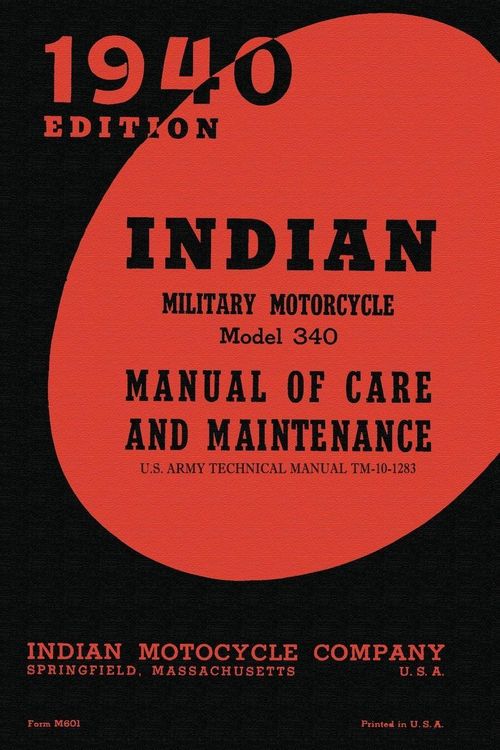 Produktbild: Indian Military Motorcycle Model 340 Manual of Care and Maintenance