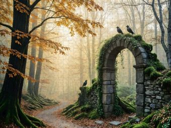 Produktbild: CALVENDO Puzzle Die W&auml;chter der Stille - Raben &uuml;ber der alten Ruine | 1000 Teile Lege-Gr&ouml;&szlig;e 64x48cm Foto-Puzzle f&uuml;r gl&uuml;ckliche Stunden