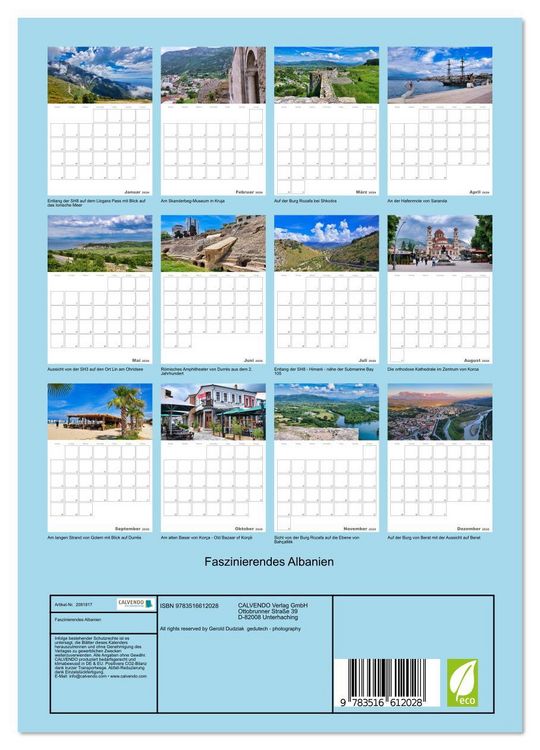 Produktbild: Faszinierendes Albanien (Wandkalender 2026 DIN A4 hoch), CALVENDO Monatskalender