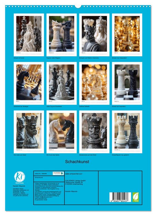 Produktbild: Schachkunst (hochwertiger Premium Wandkalender 2026 DIN A2 hoch), Kunstdruck in Hochglanz