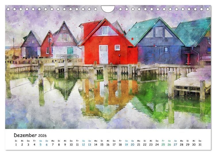 Produktbild: Aquarell Illustrationen vom Dar&szlig; (Wandkalender 2026 DIN A4 quer), CALVENDO Monatskalender