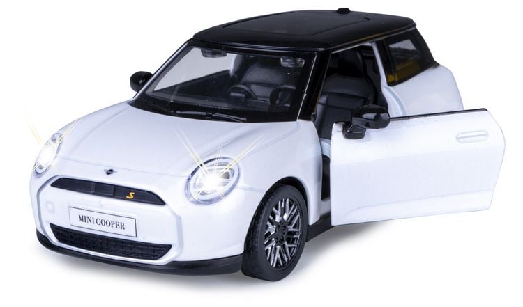 Produktbild: BMW Mini Cooper Diecast 1:28 wei&szlig; inkl. Knopfzellen