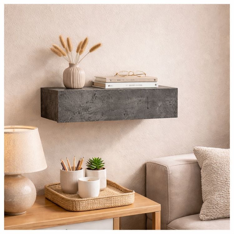 Produktbild: HTI-Living Wandregal mit Schublade 40 cm Betonoptik Wandregal mit Schublade 40 cm Betonoptik