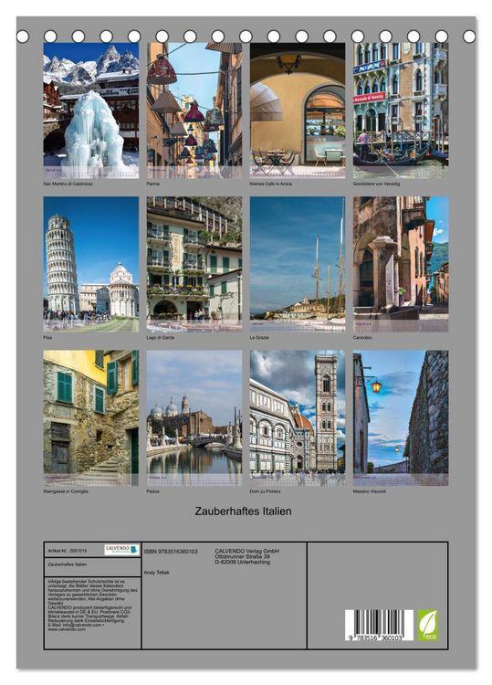 Produktbild: Zauberhaftes Italien (Tischkalender 2026 DIN A5 hoch), CALVENDO Monatskalender