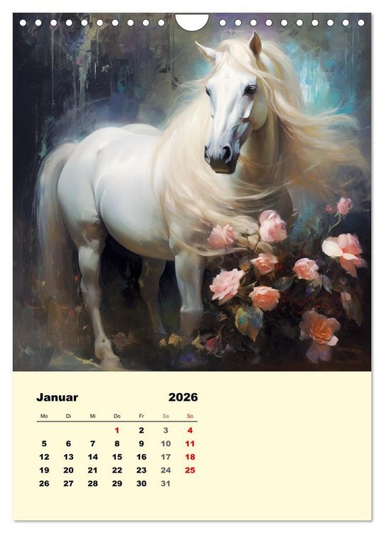 Produktbild: Pferde im romantischen Barockstil (Wandkalender 2026 DIN A4 hoch), CALVENDO Monatskalender