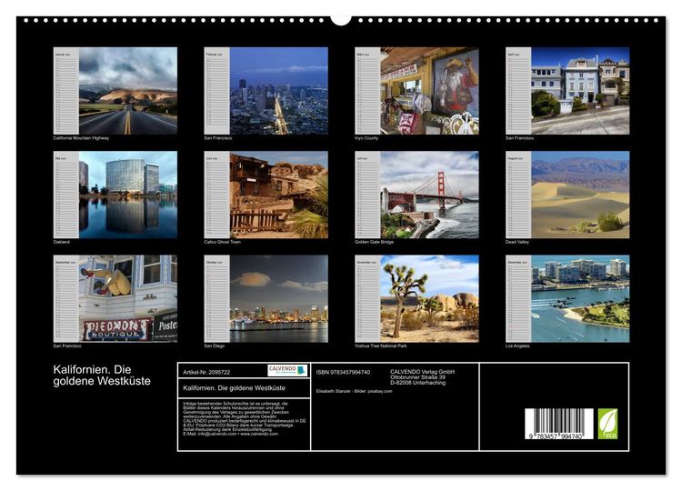 Produktbild: Kalifornien. Die goldene Westk&uuml;ste (hochwertiger Premium Wandkalender 2026 DIN A2 quer), Kunstdruck in Hochglanz