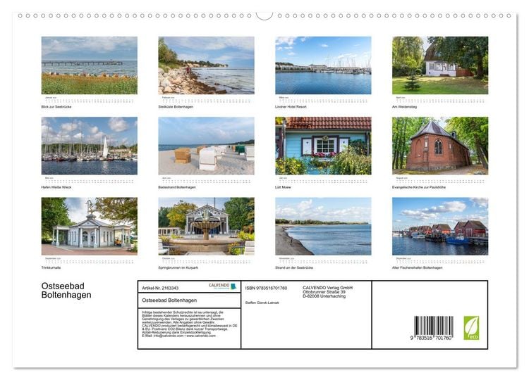 Produktbild: Ostseebad Boltenhagen (hochwertiger Premium Wandkalender 2026 DIN A2 quer), Kunstdruck in Hochglanz