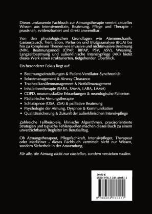 Produktbild: Atmungstherapie in der modernen Intensiv- und Beatmungsmedizin - Fachbuch zu Beatmung, Intensivmedizin, NIV, Weaning, Atmungstherapie und P&auml;diatrie