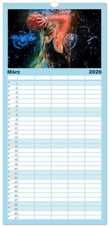 Produktbild: Familienplaner 2026 - Basketball extrem mit 5 Spalten (Wandkalender, 21 x 45 cm) CALVENDO