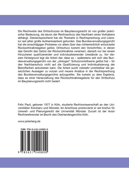 Produktbild: Das Gebot der R&uuml;cksichtnahme und Drittschutz im Bauplanungsrecht