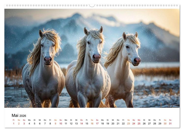 Produktbild: Islandpferde - Freiheit im Blick (hochwertiger Premium Wandkalender 2026 DIN A2 quer), Kunstdruck in Hochglanz