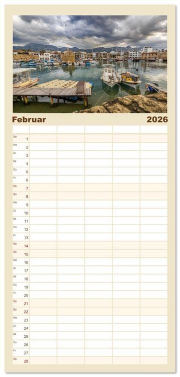 Produktbild: Familienplaner 2026 - Urlaubsparadies in Nordzypern mit 5 Spalten (Wandkalender, 21 x 45 cm) CALVENDO