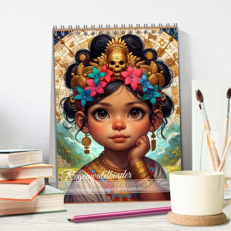 Produktbild: Regenwaldkinder - Ein vom Leben der Mayas inspierter Kinderkalender (Tischkalender 2026 DIN A5 hoch), CALVENDO Monatskalender