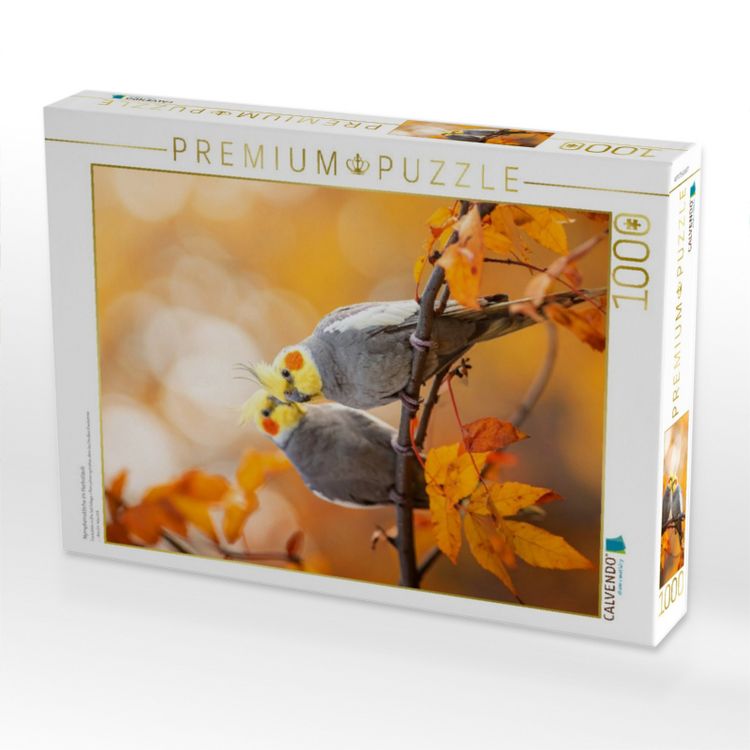 Produktbild: CALVENDO Puzzle Nymphensittiche im Herbstlaub | 1000 Teile Lege-Gr&ouml;&szlig;e 64x48cm Foto-Puzzle f&uuml;r gl&uuml;ckliche Stunden