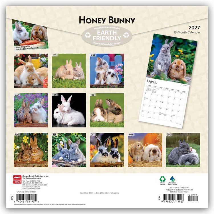 Produktbild: Honey Bunny &ndash; S&uuml;&szlig;e H&auml;schen 2027 &ndash; 16-Monatskalender