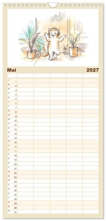 Produktbild: Familienplaner 2027 - Kleine Schnurr-Momente f&uuml;rs Herz mit 5 Spalten (Wandkalender, 21 x 45 cm) CALVENDO