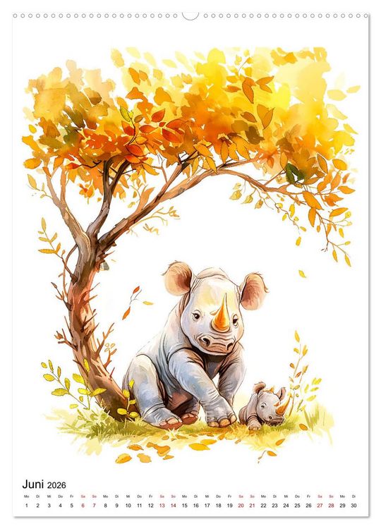 Produktbild: Afrikas Tiere - Illustriert in Wasserfarben (Wandkalender 2026 DIN A2 hoch), CALVENDO Monatskalender