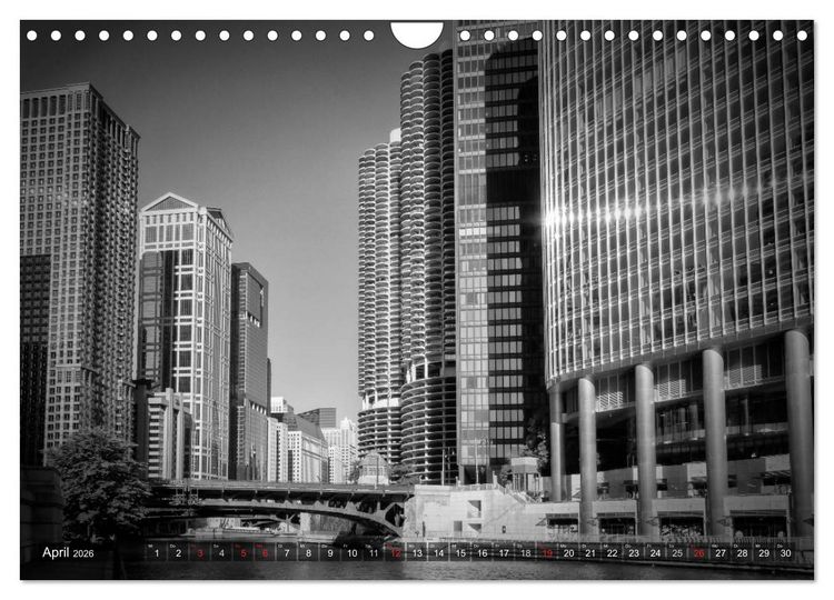Produktbild: CHICAGO Monochrom (Wandkalender 2026 DIN A4 quer), CALVENDO Monatskalender