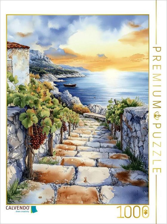 Produktbild: CALVENDO Puzzle Weinreben schm&uuml;cken den Weg an die K&uuml;ste | 1000 Teile Lege-Gr&ouml;&szlig;e 64x48cm Foto-Puzzle f&uuml;r gl&uuml;ckliche Stunden