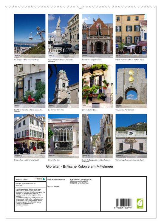Produktbild: Gibraltar - Britische Kolonie am Mittelmeer (hochwertiger Premium Wandkalender 2026 DIN A2 hoch), Kunstdruck in Hochglanz
