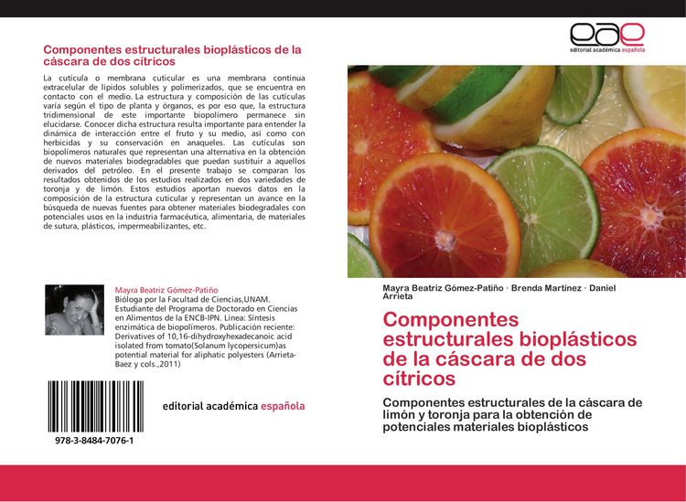 Produktbild: Componentes estructurales biopl&aacute;sticos de la c&aacute;scara de dos c&iacute;tricos
