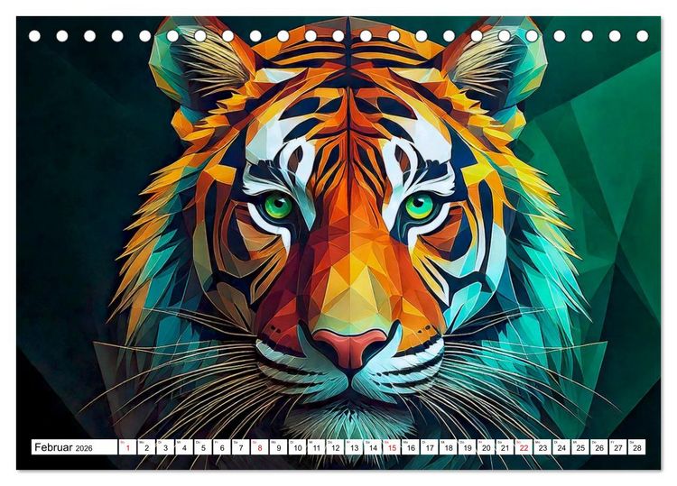 Produktbild: Low Poly Wildlife (Tischkalender 2026 DIN A5 quer), CALVENDO Monatskalender